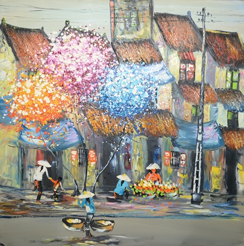 Tranh Sơn Dầu Phố Chợ